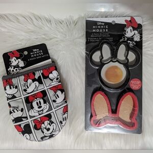 Disney Minnie Mouse Silicone Breakfast Molds Set & Mini Oven Mitts New!